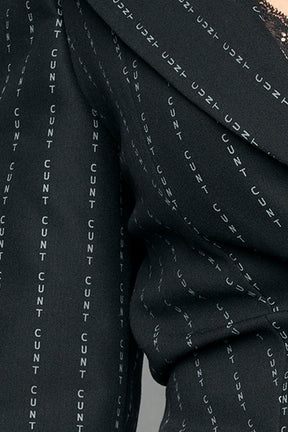 NAMILIA draped blazer pinstripe - BLACK PRINT, xs