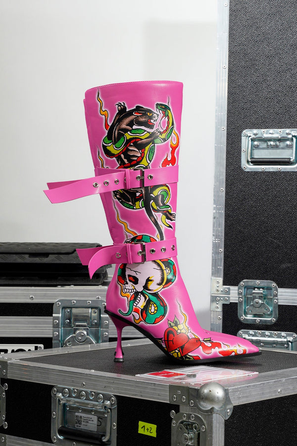 Tattoo Belt Boot - Pink