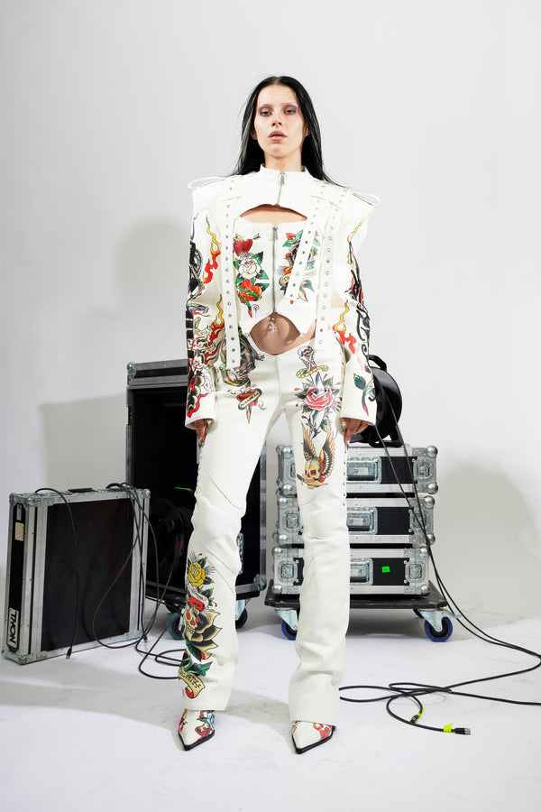 Siren Skull Choker Jacket - White