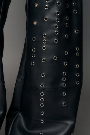 NAMILIA Eyelet Thong Pants - black, xs