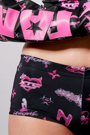 NAMILIA Fame Hot Pants - Pink Monogram, xs