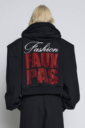 NAMILIA Faux Pas Crop Zip Hoodie - Black, xs