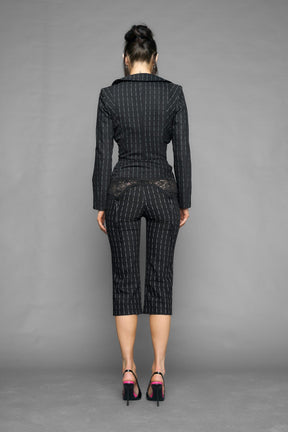 NAMILIA garter office capri pants - Black, xs