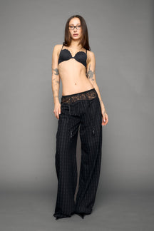 NAMILIA garter office pants - Black Print, xs