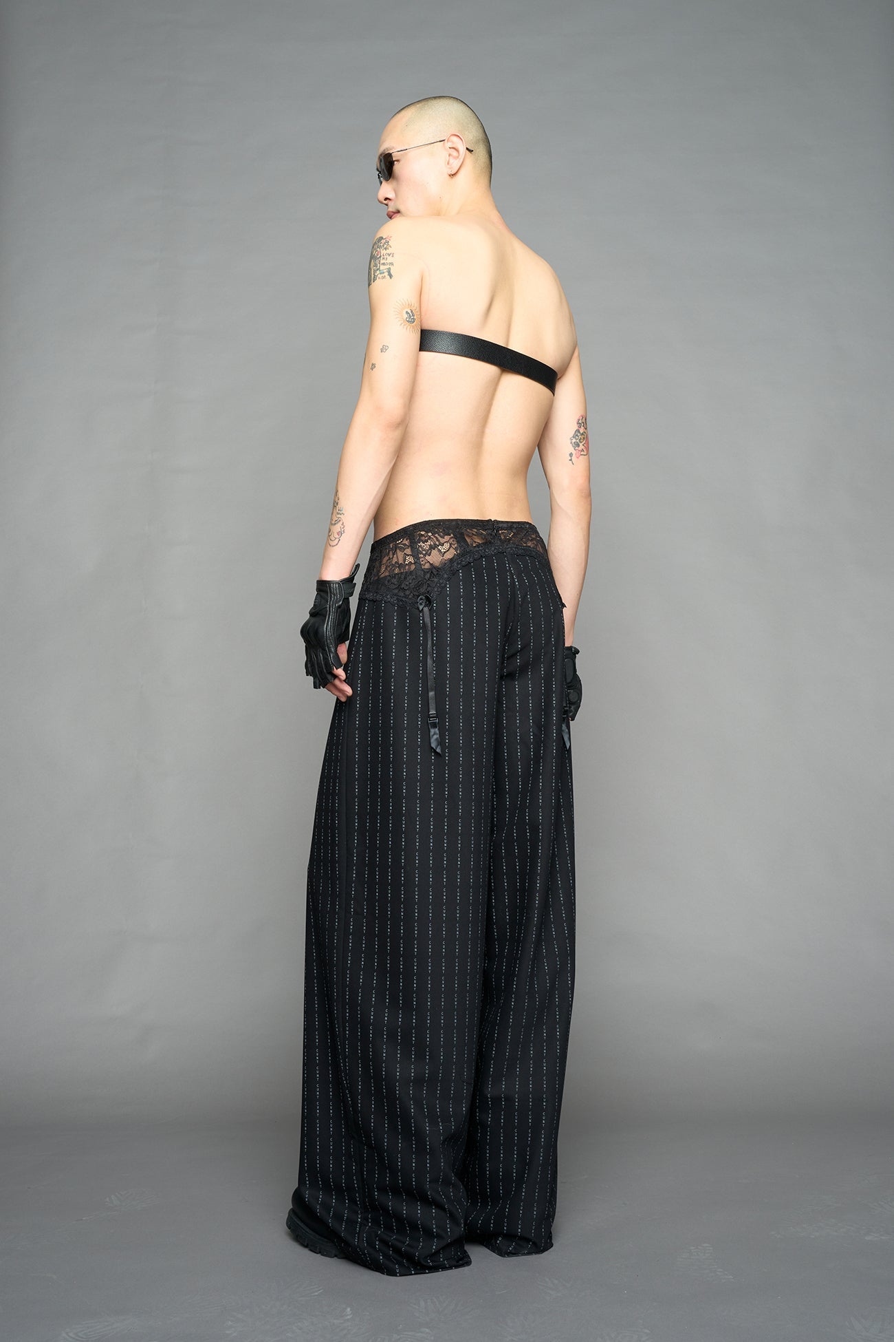 NAMILIA garter office pants - Black Print, xs