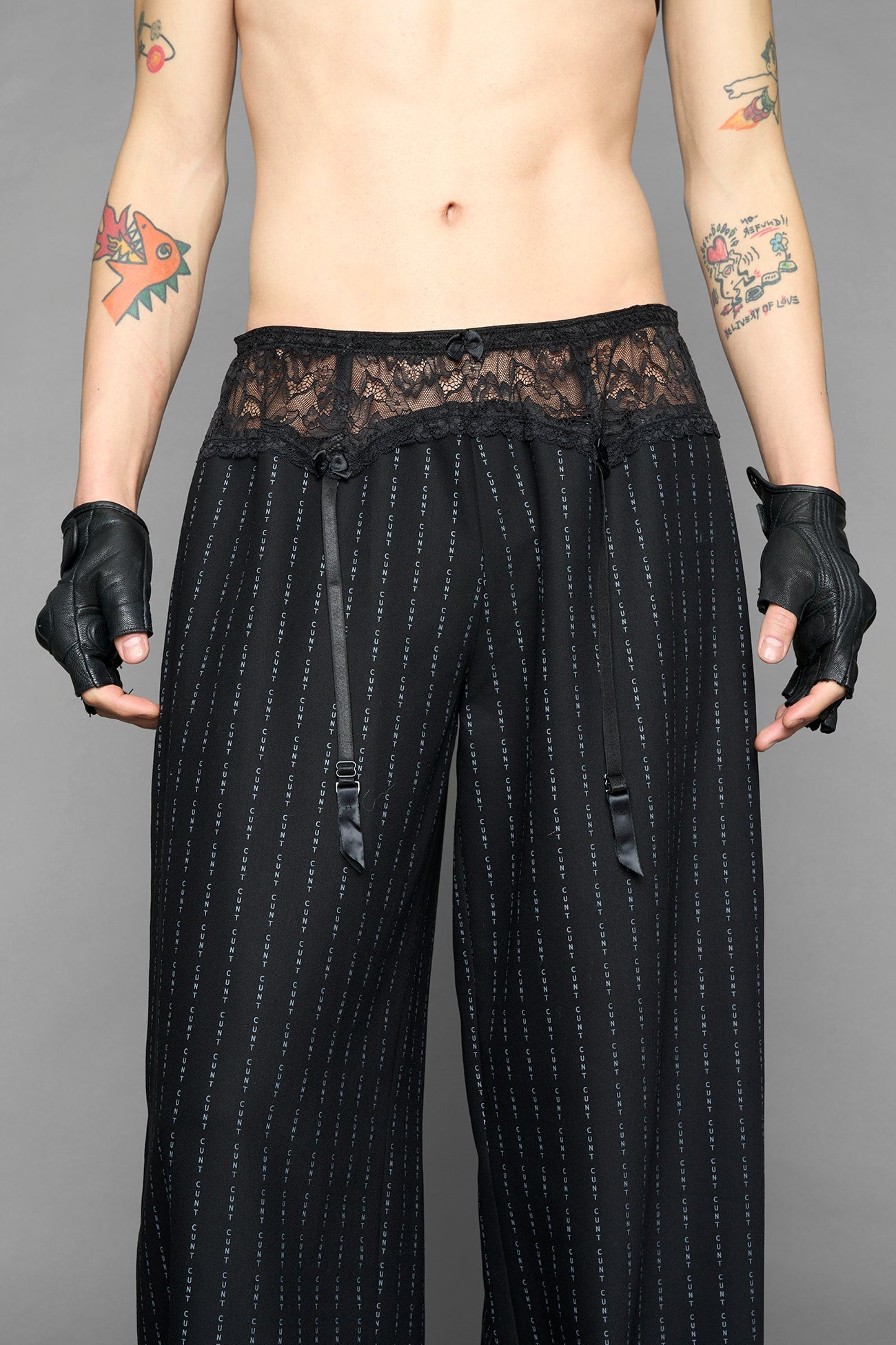NAMILIA garter office pants - Black Print, xs