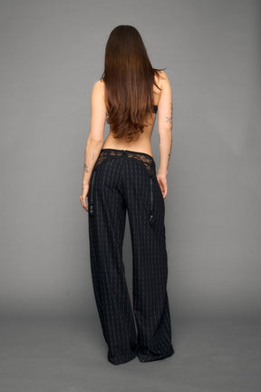 NAMILIA garter office pants - Black Print, xs