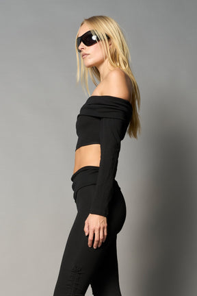 NAMILIA Glamour Offshoulder Top - BLACK, xs