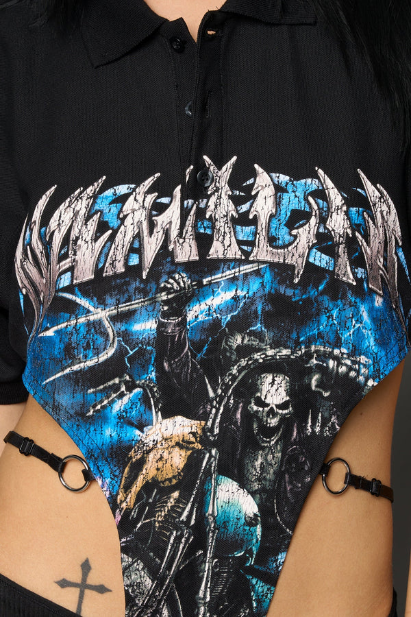 NAMILIA Groupie Polo Bodysuit - BLACK, xs