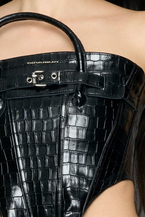 NAMILIA Heiress Handbag Corset - black croc, xs