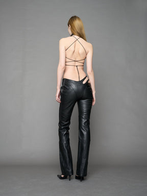 NAMILIA Hollywood Asymmetric Moto Trousers - BLACK, xs