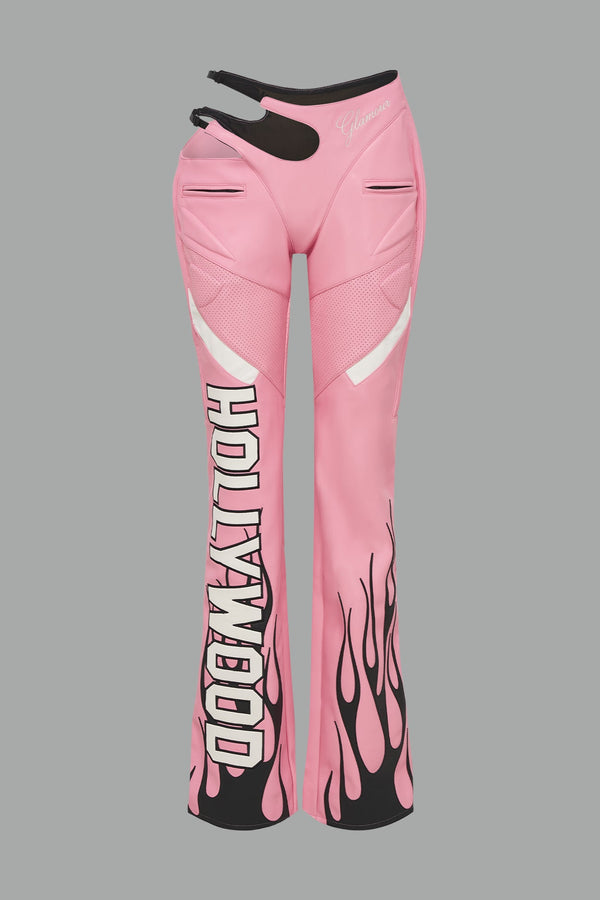 NAMILIA Hollywood Asymmetric Moto Trousers - PINK, xs - PINK