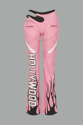 NAMILIA Hollywood Asymmetric Moto Trousers - PINK, xs