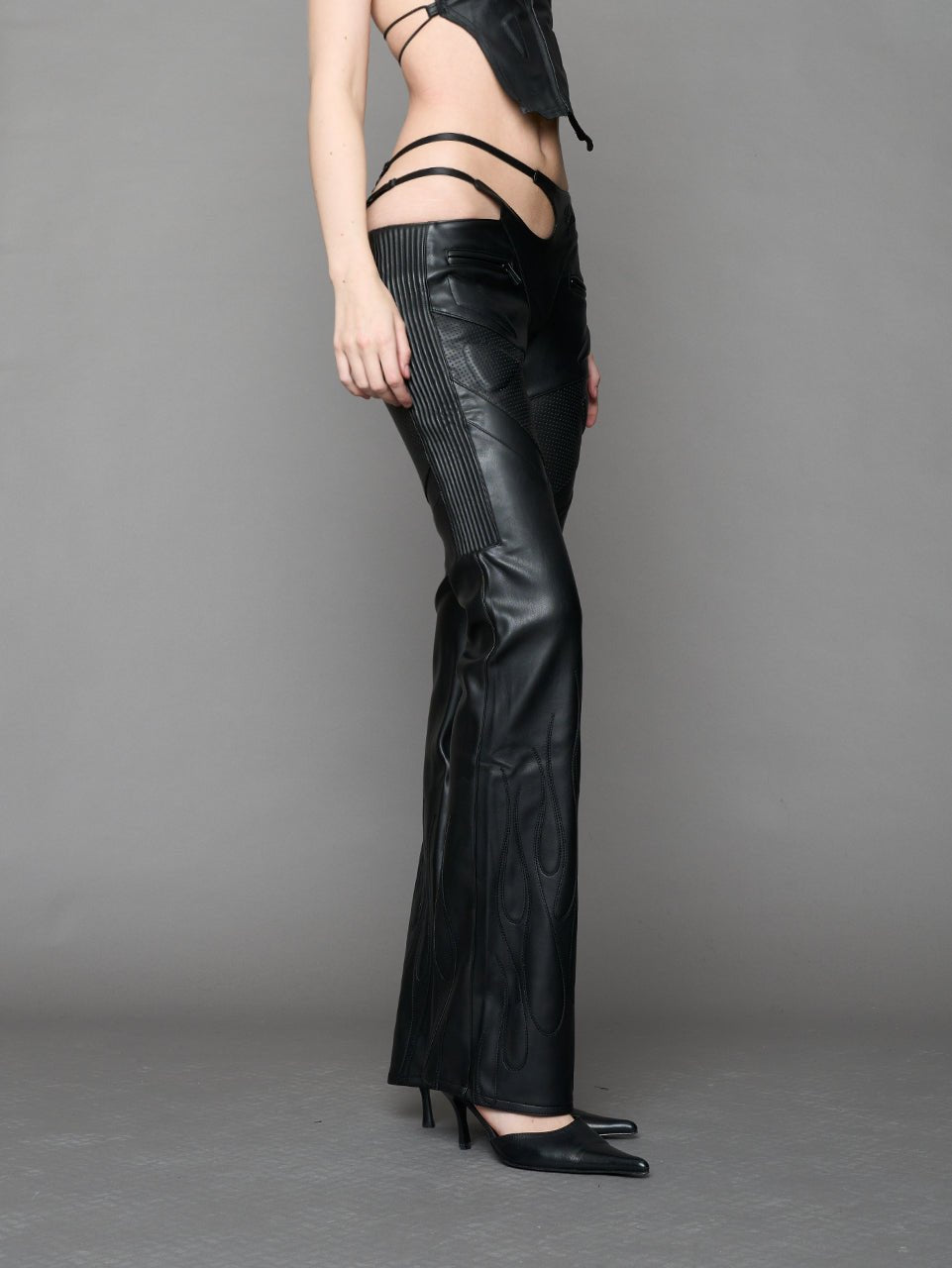 NAMILIA Hollywood Asymmetric Moto Trousers - BLACK, xs
