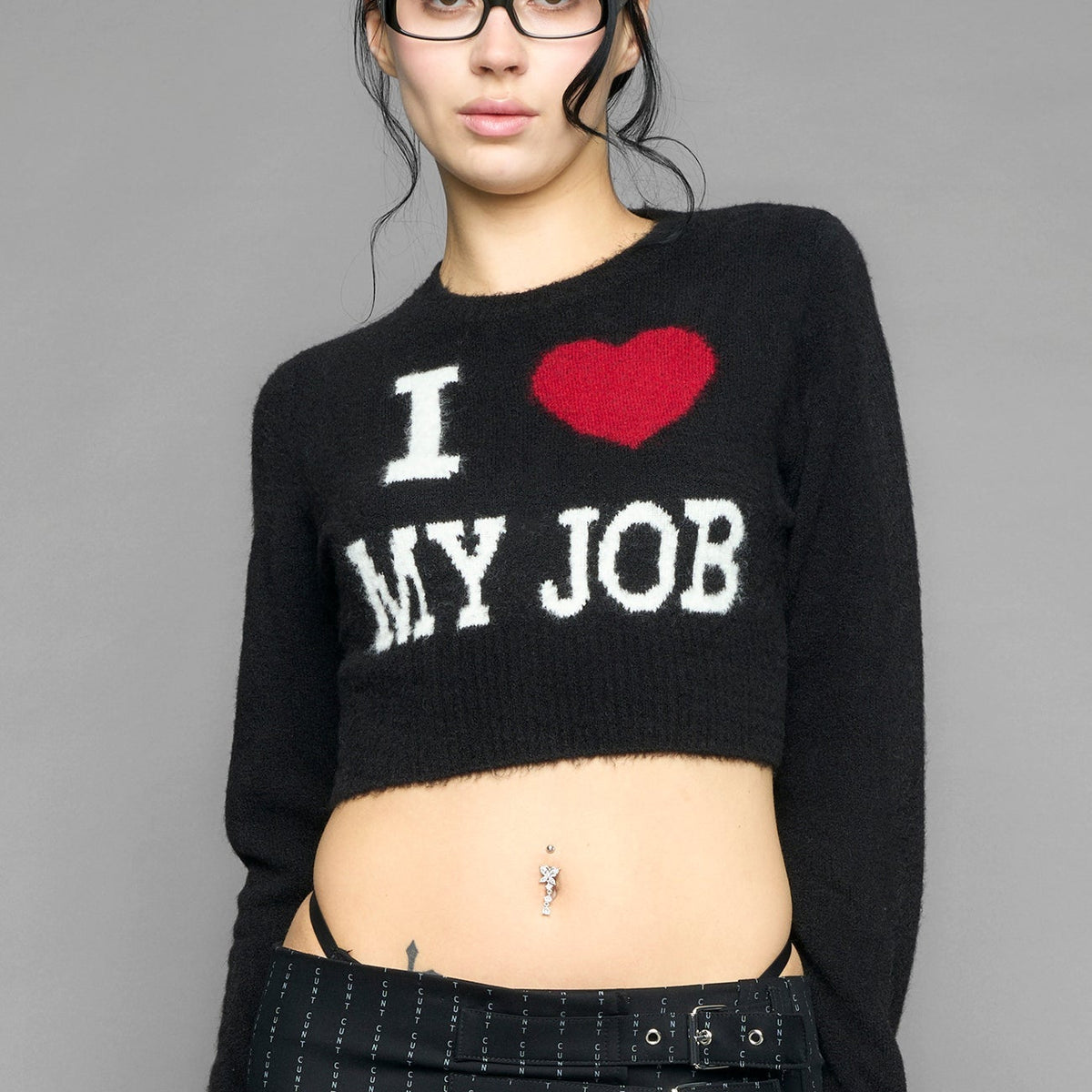 ニット/セーター andmary Navi knit tops I LOVE MY JOB KNIT SWEATER