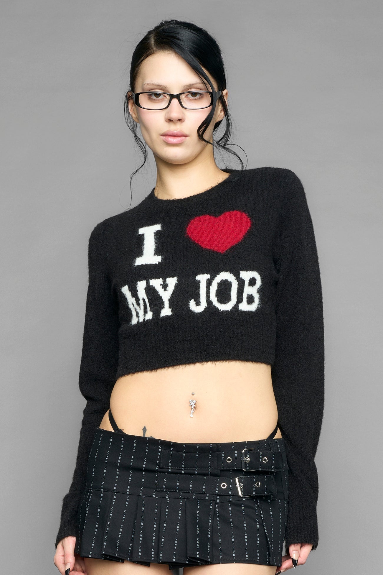 NAMILIA I LOVE MY JOB KNIT SWEATER - BLACK, xs