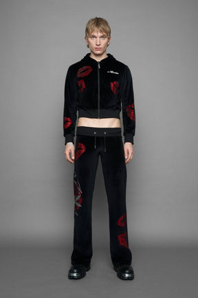 NAMILIA J'adore Velour Flare Pants - BLACK, xs
