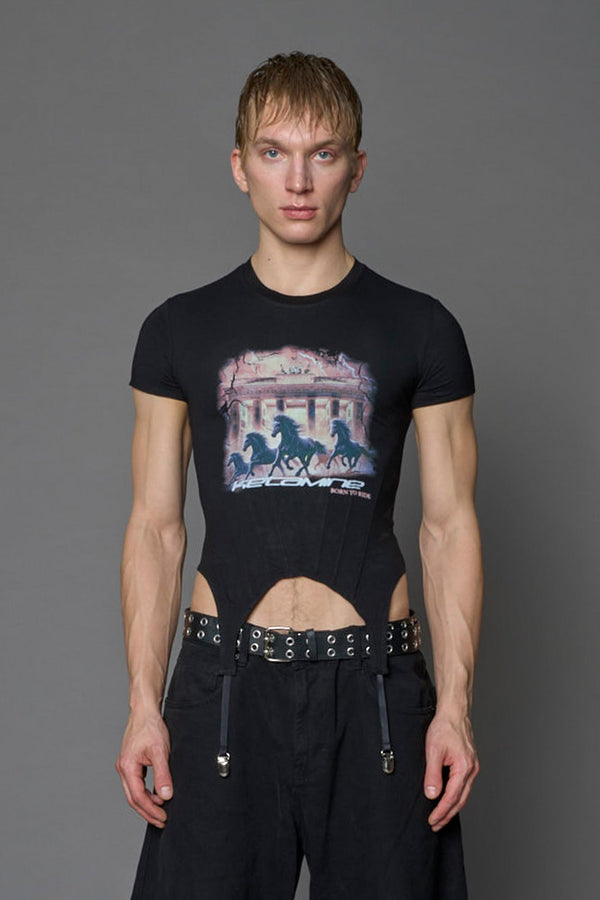 NAMILIA Keta Queen Corset Mini T-Shirt - BLACK, xs - BLACK