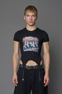 NAMILIA Keta Queen Corset Mini T-Shirt - BLACK, xs