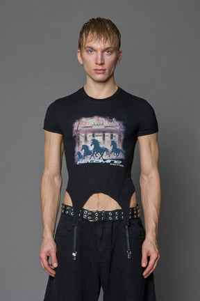 NAMILIA Keta Queen Corset Mini T-Shirt - BLACK, xs