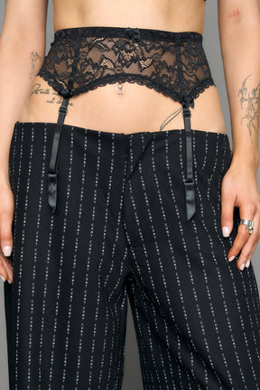 NAMILIA Lace suspender office pants - Black Print, xs