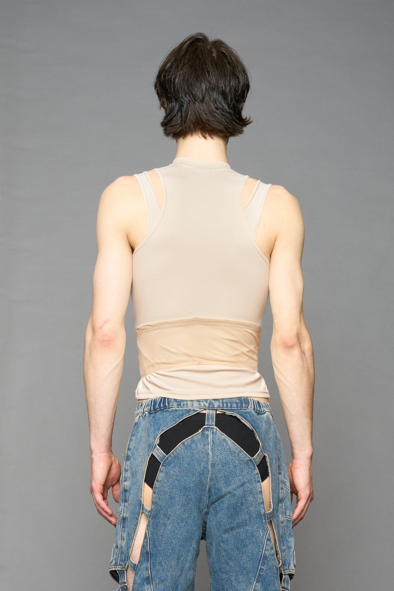 NAMILIA Layered Contour Top - BEIGE, xs