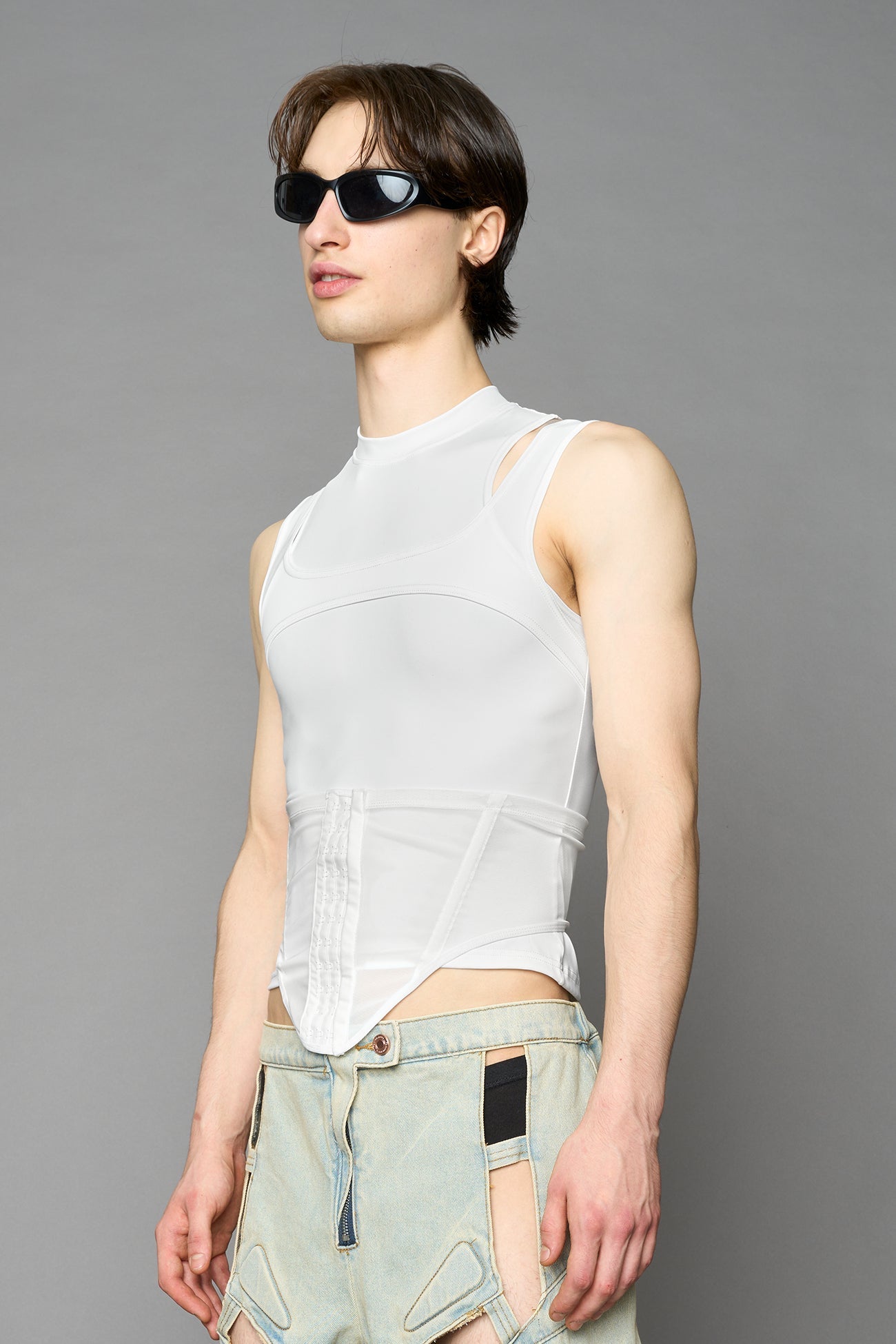 NAMILIA Layered Contour Top - WHITE, xs