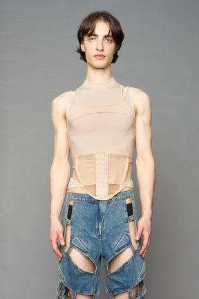 NAMILIA Layered Contour Top - BEIGE, xs