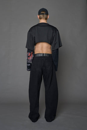 NAMILIA Layered Football Top - BLACK PRINT, xs