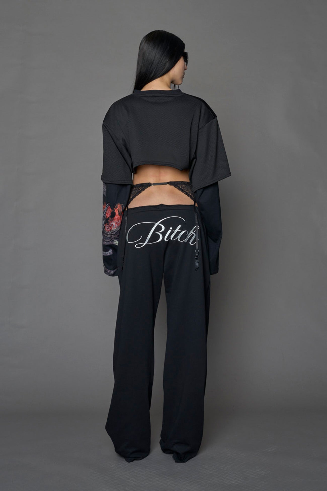 NAMILIA Layered Football Top - BLACK PRINT, xs