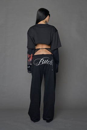 NAMILIA Layered Football Top - BLACK PRINT, xs