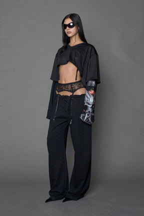 NAMILIA Layered Football Top - BLACK PRINT, xs