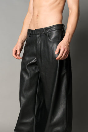 NAMILIA Leather Baggy Suit Trousers - RED, xs