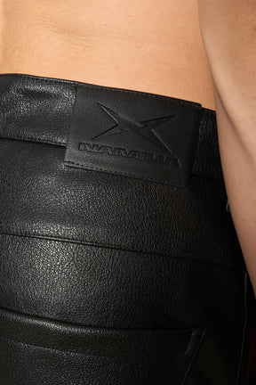 NAMILIA Leather Baggy Suit Trousers - BLACK, xs
