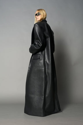 NAMILIA Leather Elongated Blazer Coat - RED, s