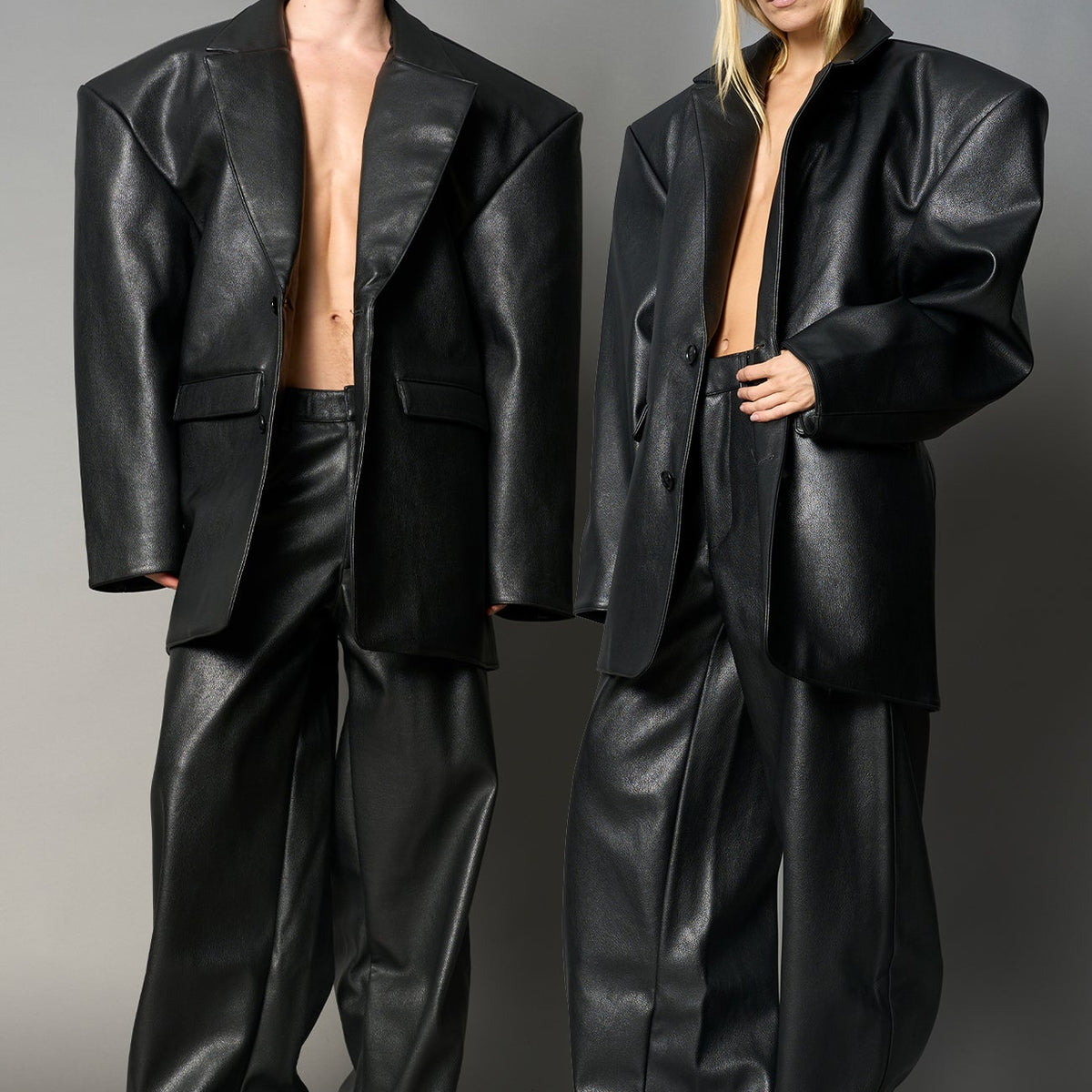 NAMILIA Leather Oversize Blazer