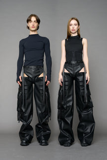 NAMILIA Leather Panty Trousers - BLACK, xs