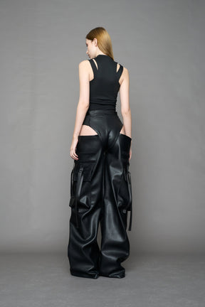NAMILIA Leather Panty Trousers - BLACK, xs