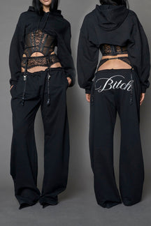 NAMILIA Lingerie Jogger - BLACK EMBROIDERY, xs
