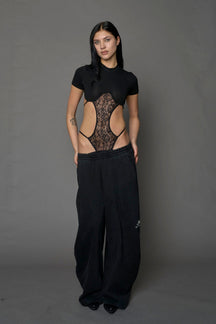 NAMILIA Lingerie T-Shirt Bodysuit - BLACK, xs