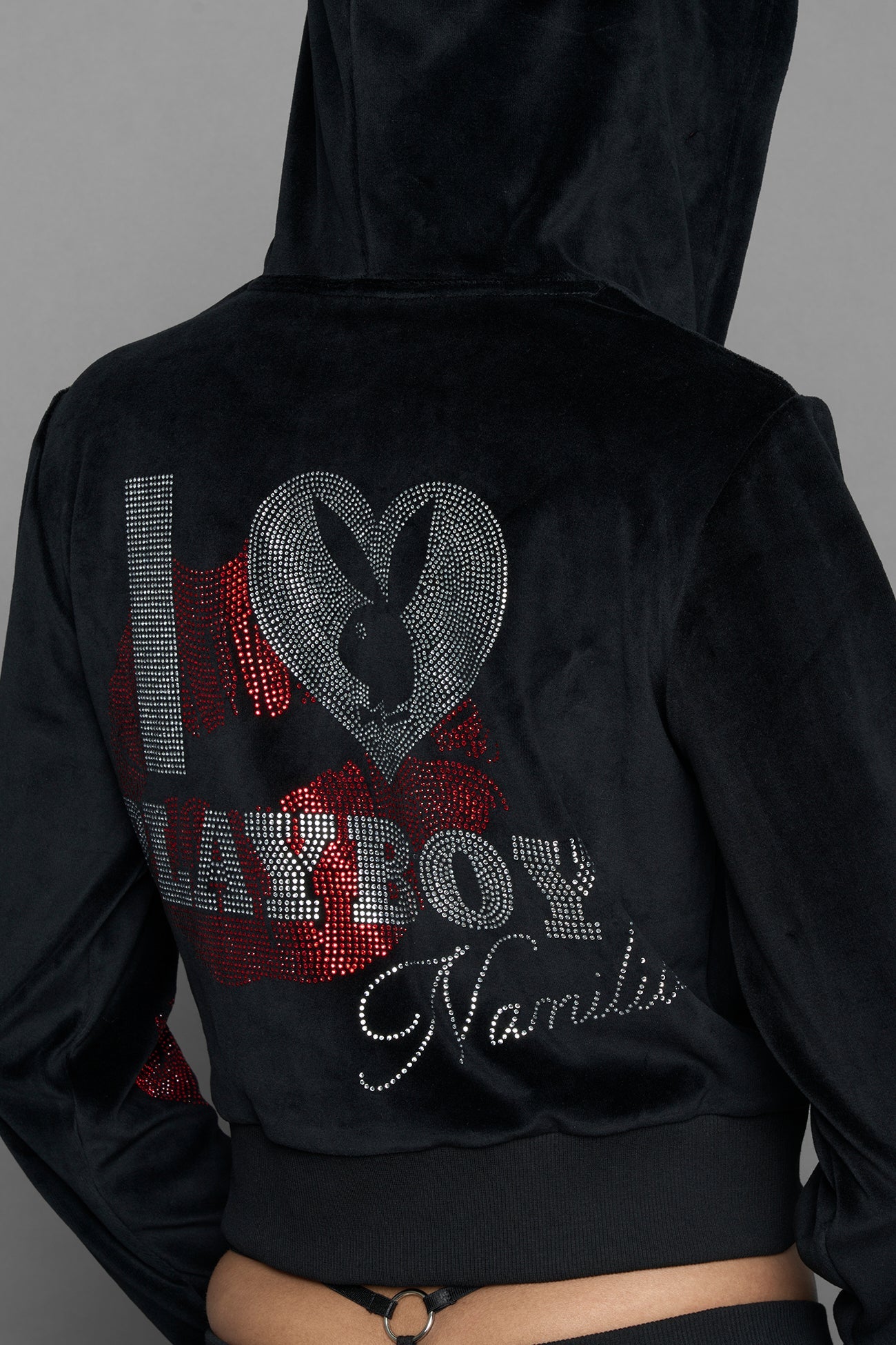 NAMILIA Love Velour Zip Up Jacket - BLACK, xs