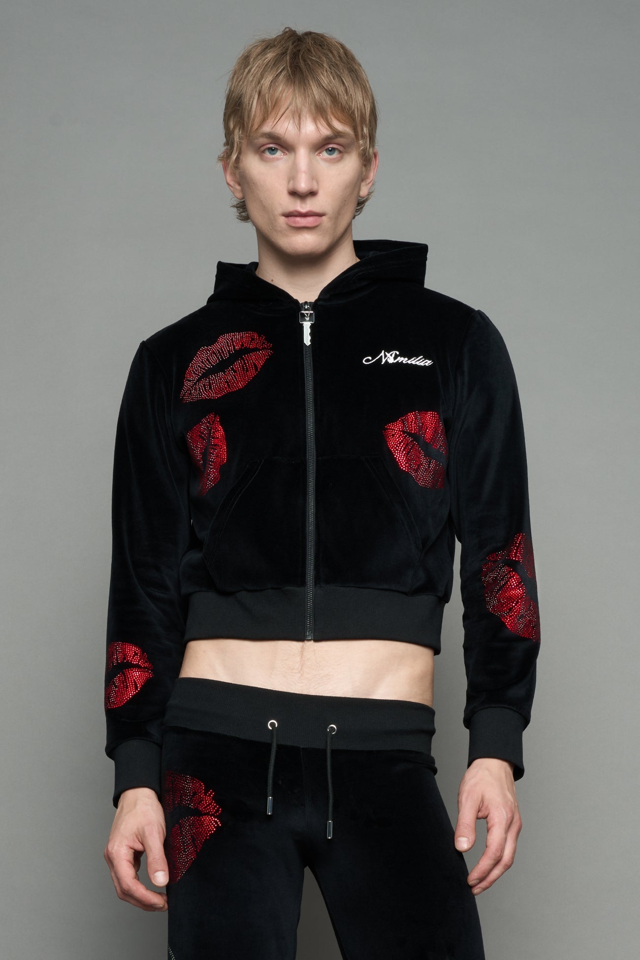 NAMILIA Love Velour Zip Up Jacket - BLACK, xs