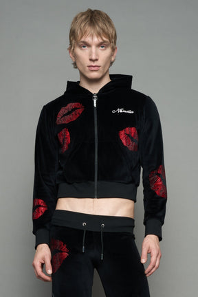 NAMILIA Love Velour Zip Up Jacket - BLACK, xs