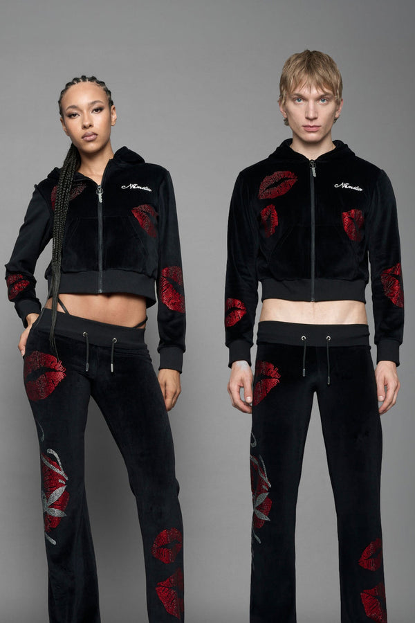 NAMILIA Love Velour Zip Up Jacket - BLACK, xs - BLACK