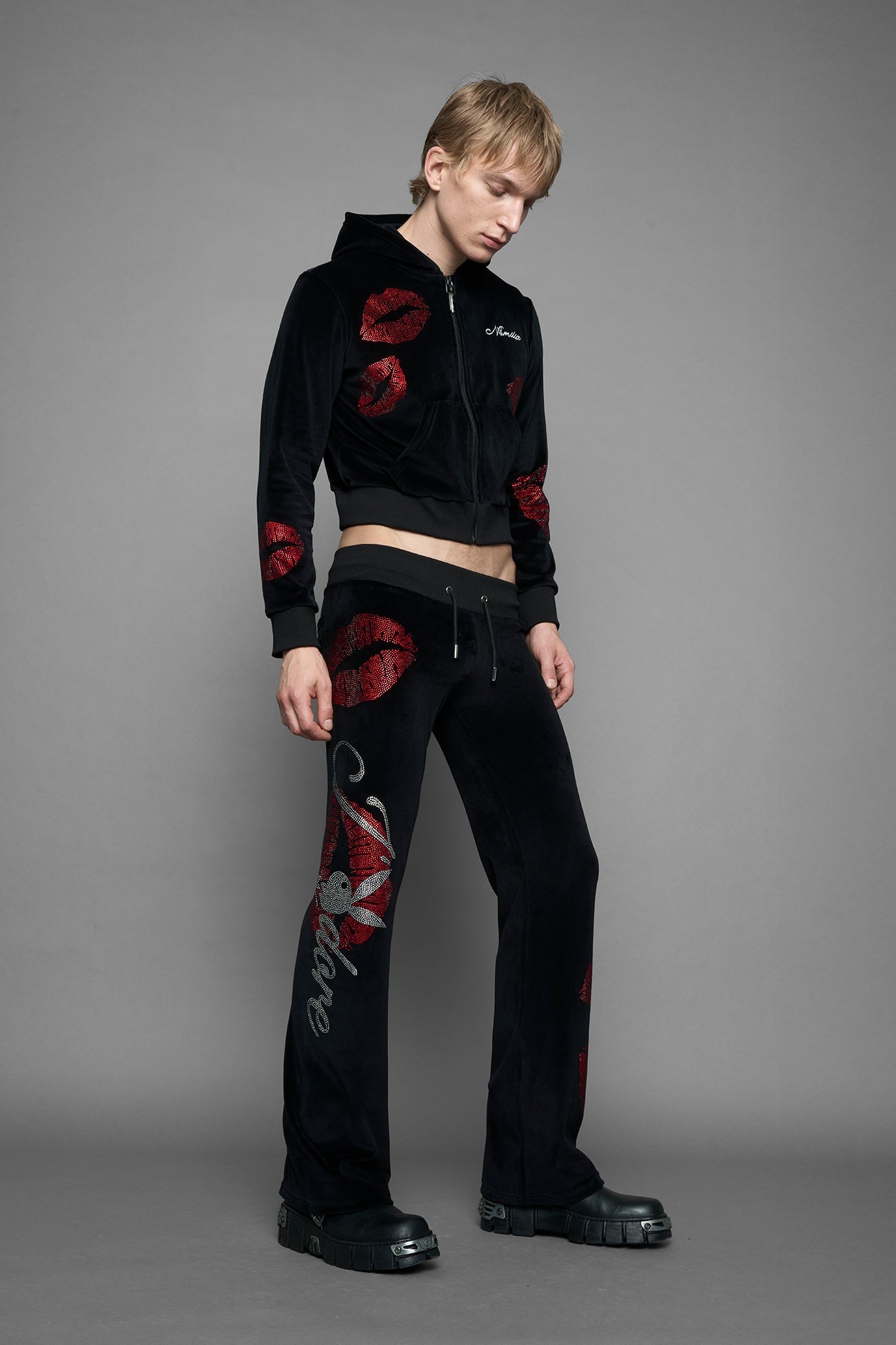 NAMILIA Love Velour Zip Up Jacket - BLACK, xs