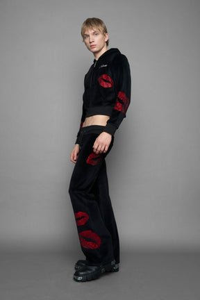 NAMILIA Love Velour Zip Up Jacket - BLACK, xs