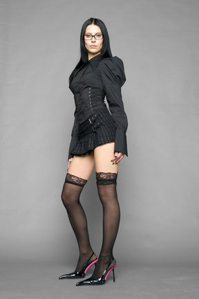 NAMILIA micro pleated suiting skirt - BLACK PRINT, xs