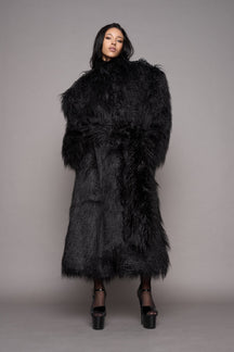 NAMILIA Midnight Faux Fur Coat - Black, s