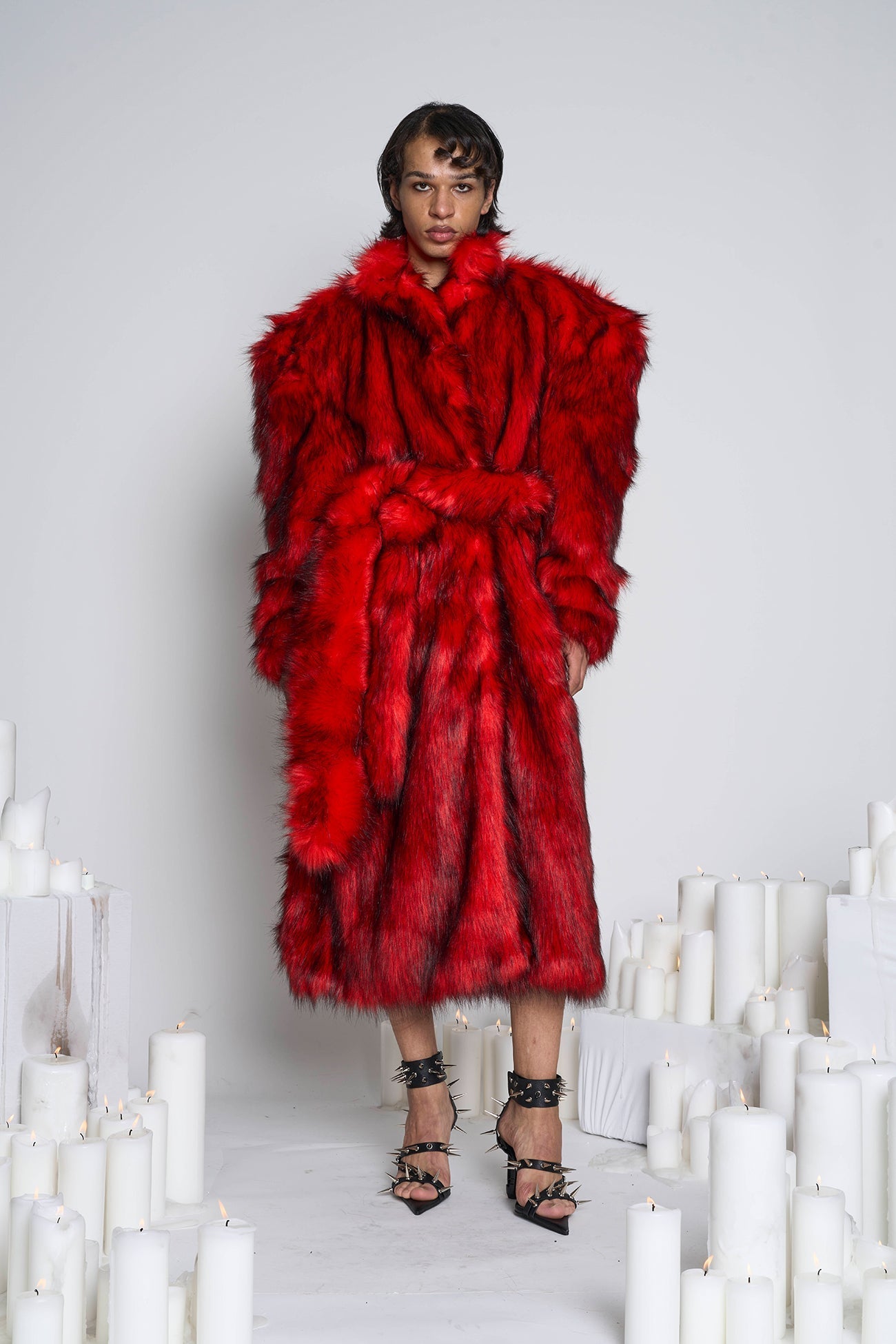 NAMILIA Midnight Faux Fur Coat - Red, xs