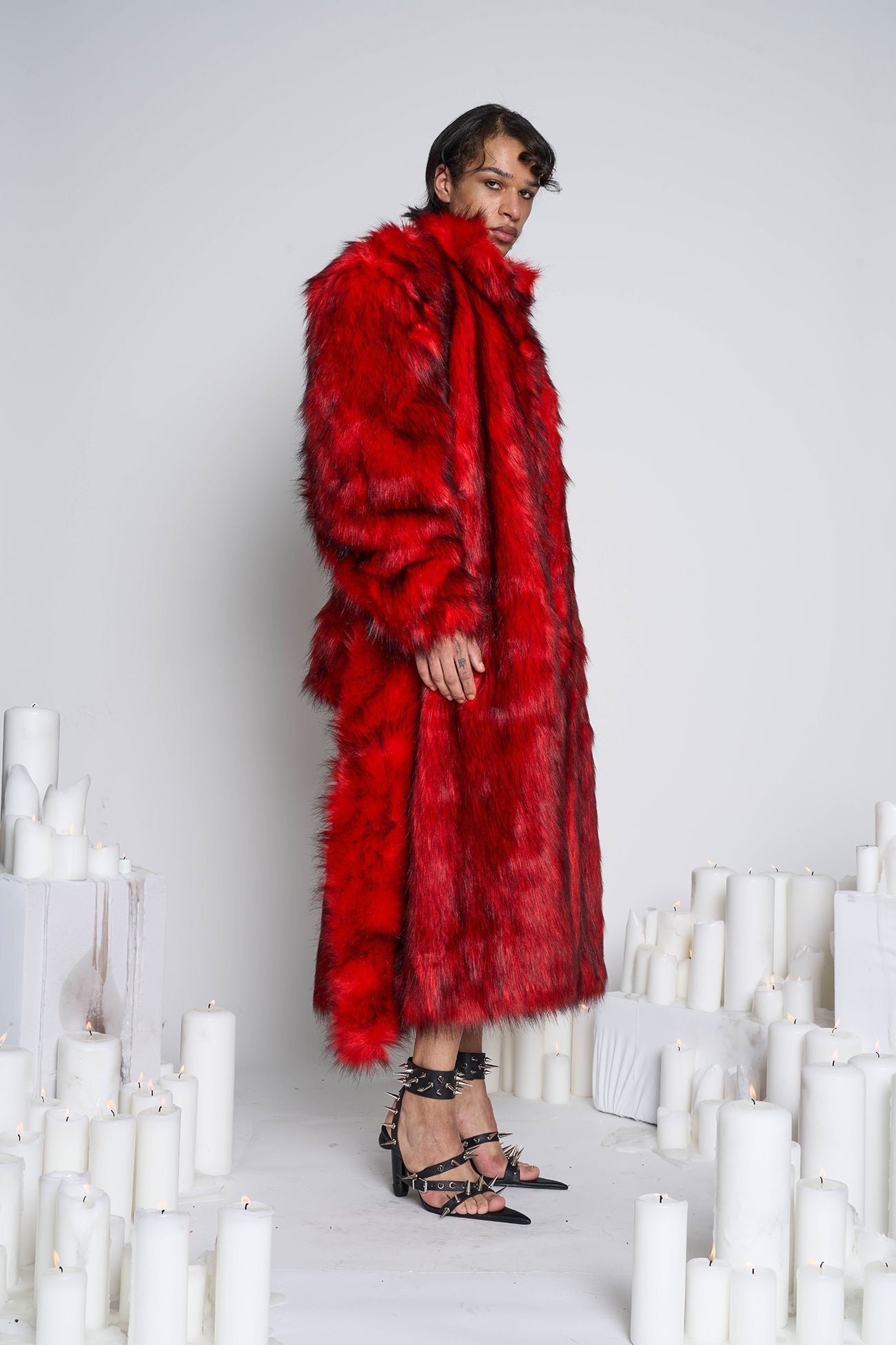 NAMILIA Midnight Faux Fur Coat - Red, xs